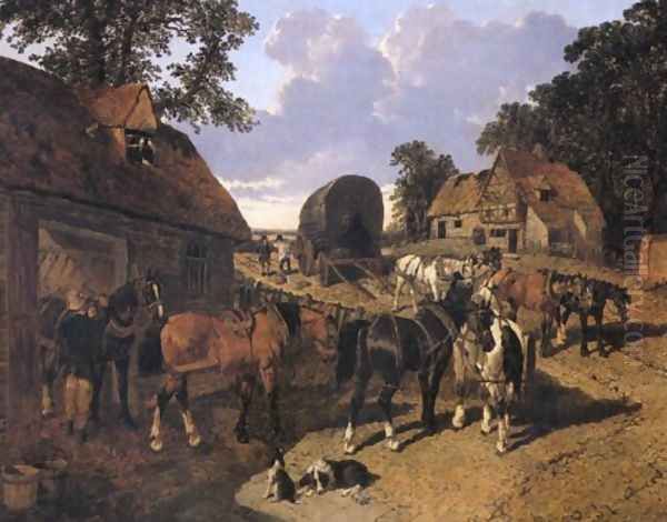 A Change Of Horses Oil Painting by John Frederick Herring Snr