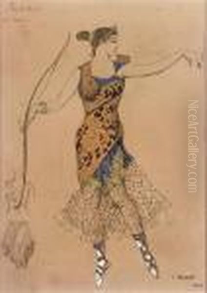 Twelve Postcards Of Costume 
Designs From The Ballet 'la Fee De Poupees' Oil Painting by Lev Samoilovich Bakst