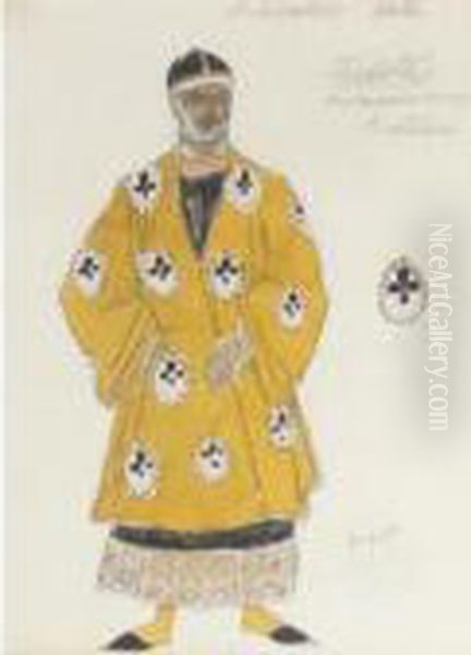 A Costume Design For Theodote, From Oil Painting by Lev Samoilovich Bakst