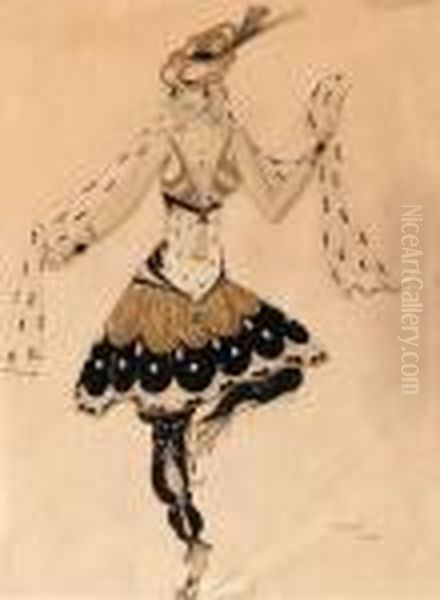 Costume Pour 'ballet Hindou' Pour Anna Pavlova Oil Painting by Lev Samoilovich Bakst