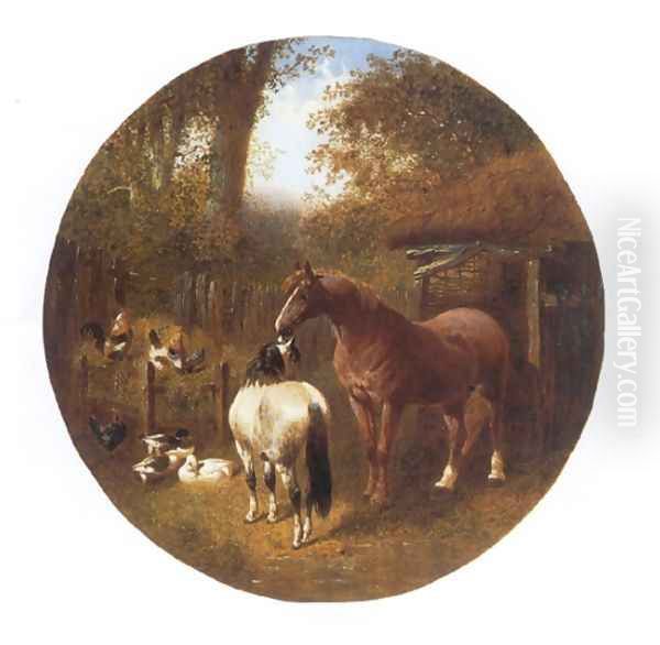 A Farmyard Scene Oil Painting by John Frederick Herring Snr