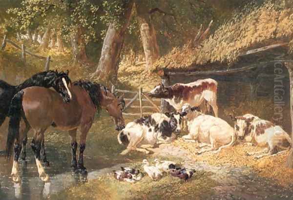 Farm Yard Friends Oil Painting by John Frederick Herring Snr