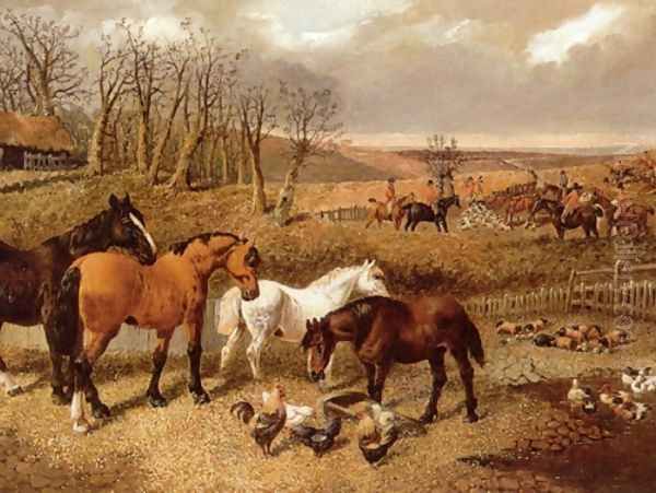 Foxhunting, End of the Hunt Oil Painting by John Frederick Herring Snr