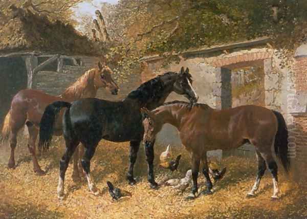 In the Barnyard Oil Painting by John Frederick Herring Snr