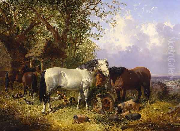 Outside the Barn Oil Painting by John Frederick Herring Snr