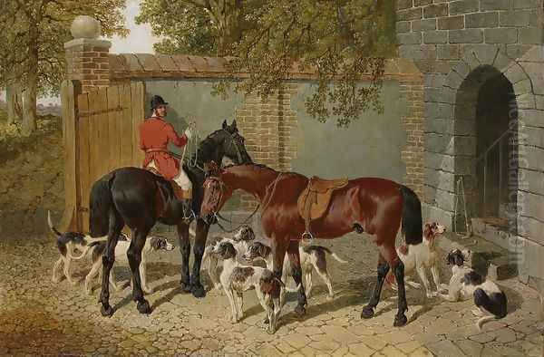 Preparing for the Hunt Oil Painting by John Frederick Herring Snr