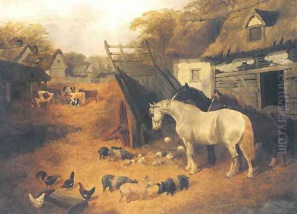 In The Farmyard 1851 Oil Painting by John Frederick Herring Snr