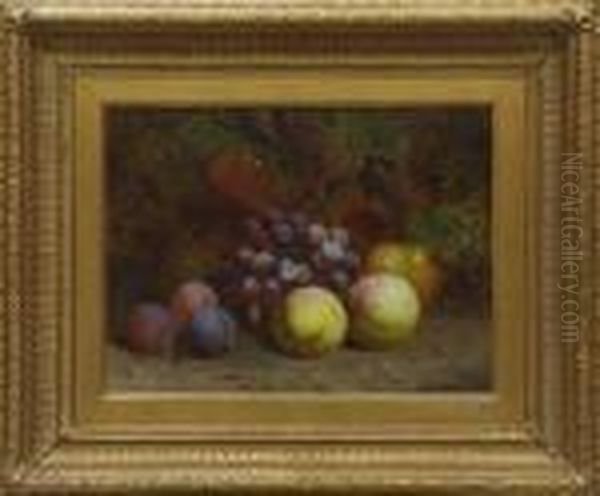 Still Life Of Pears, 
Grapes And Strawberries Among Foliage Oil Painting by Charles Thomas Bale