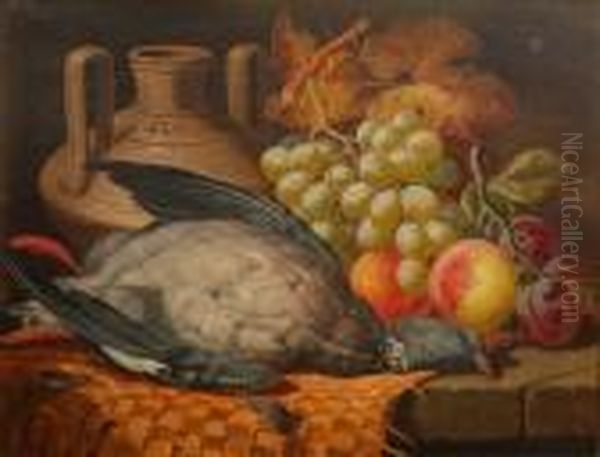 Still Life Of Fruit And Game Oil Painting by Charles Thomas Bale