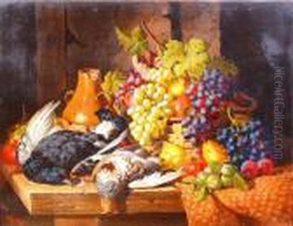 Still Life With Basket Of Fruit And Game Oil Painting by Charles Thomas Bale