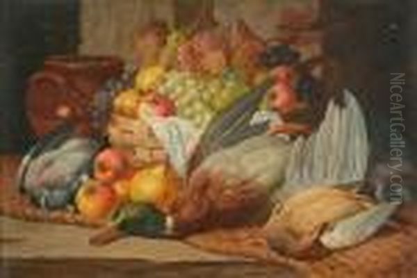 Still Life Of Fruit And Dead Game Oil Painting by Charles Thomas Bale