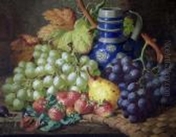 Fruit And Flagon On A Table Oil Painting by Charles Thomas Bale