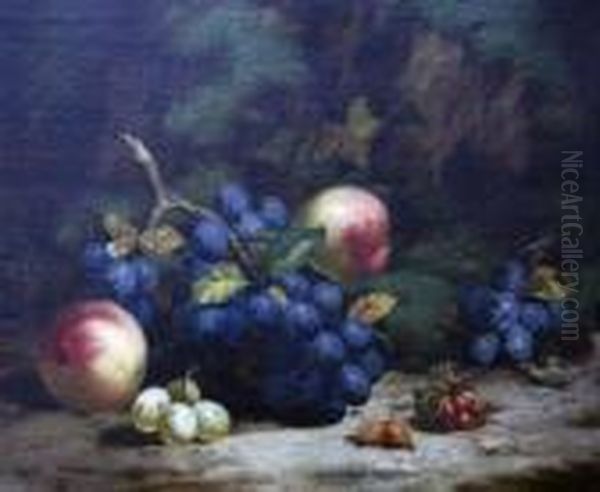 Fruit On A Mossy Bank Oil Painting by Charles Thomas Bale