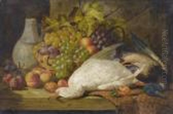 Stillleben Mit Fruchtekorb Und Federwild Oil Painting by Charles Thomas Bale