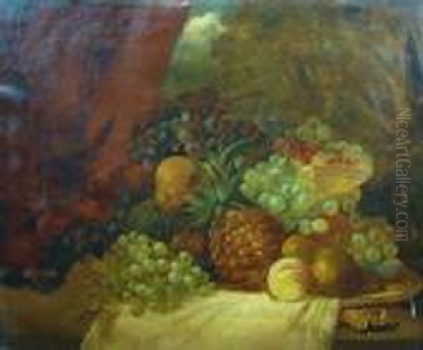 Still Life Of Pineapple Oil Painting by Charles Thomas Bale