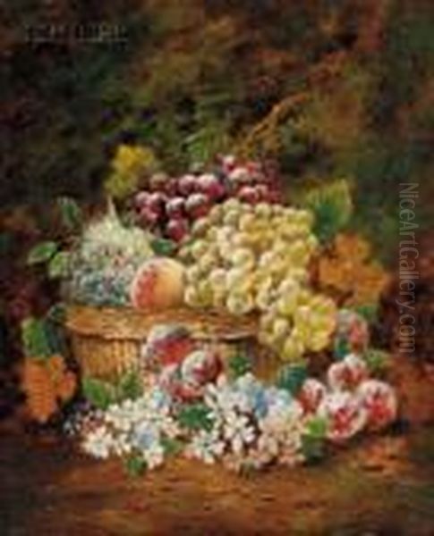 Basket Of Fruit And Flowers Oil Painting by Charles Thomas Bale