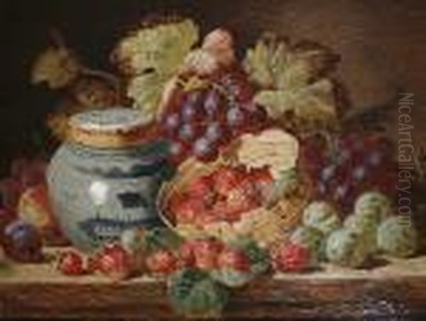 Still Life With Fruit And A Ginger Jar Oil Painting by Charles Thomas Bale