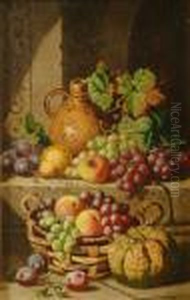 Still Life Of Fruit In Abasket Oil Painting by Charles Thomas Bale