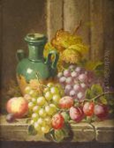 Still Life With Fruit, Dead Game
 And Stoneware Tankard; Still Life With Earthenware Jar And Fruit Oil Painting by Charles Thomas Bale