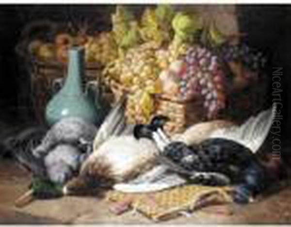 Fruit And Game Oil Painting by Charles Thomas Bale