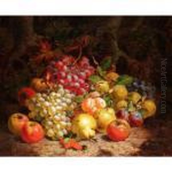 Still Life Of Grapes, Pears And Apples Oil Painting by Charles Thomas Bale