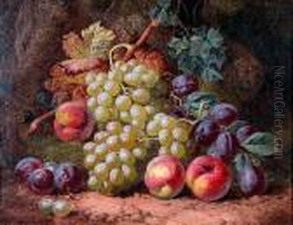 A Still Life Of Grapes And Plums Oil Painting by Charles Thomas Bale