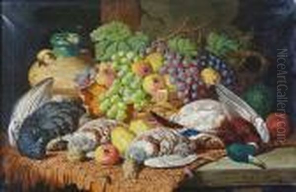 Still Life Of Fruit And Dead Game Oil Painting by Charles Thomas Bale