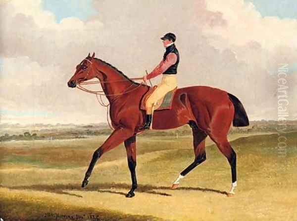 Theodore, winner of the 1822 St. Leger, with John Jackson up, a racecourse beyond Oil Painting by John Frederick Herring Snr