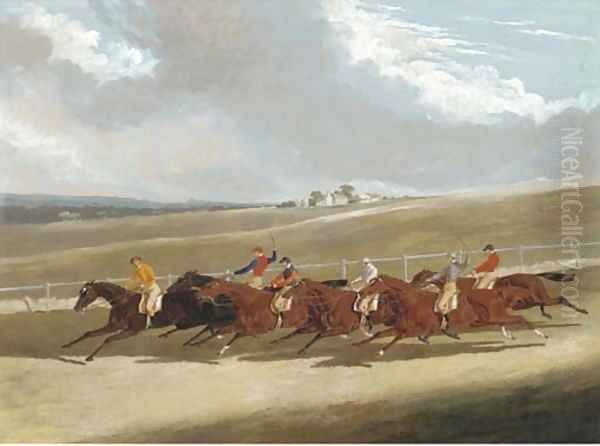 Touchstone winning the 1836 Doncaster Cup, with Carew, Venison, Bee's Wing, General Chasse, and Flying Billy Oil Painting by John Frederick Herring Snr