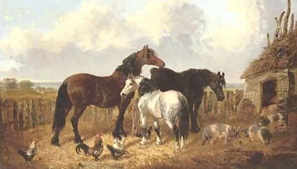 A peaceful day in the farmyard Oil Painting by John Frederick Herring Snr