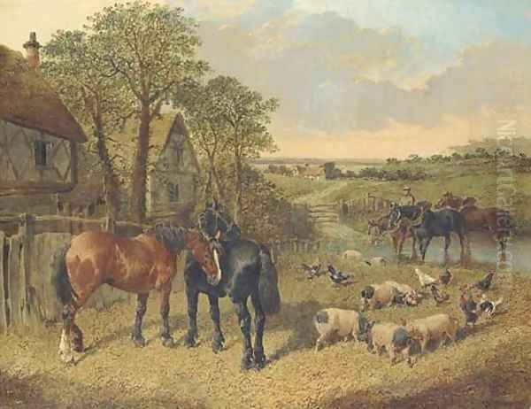 Farmyard companions 3 Oil Painting by John Frederick Herring Snr