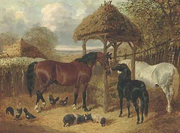 In the farmyard Oil Painting by John Frederick Herring Snr