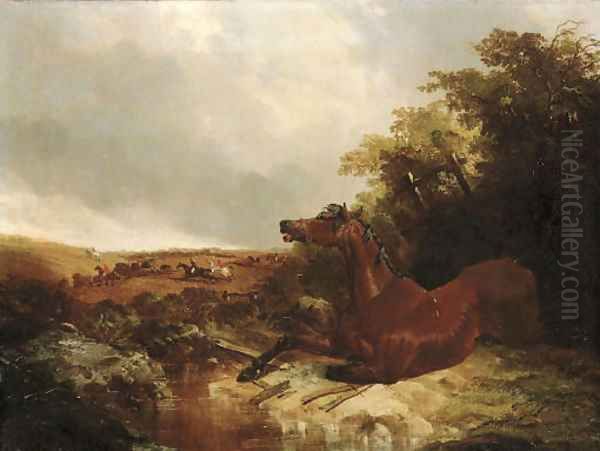 The fallen hunter Oil Painting by John Frederick Herring Snr