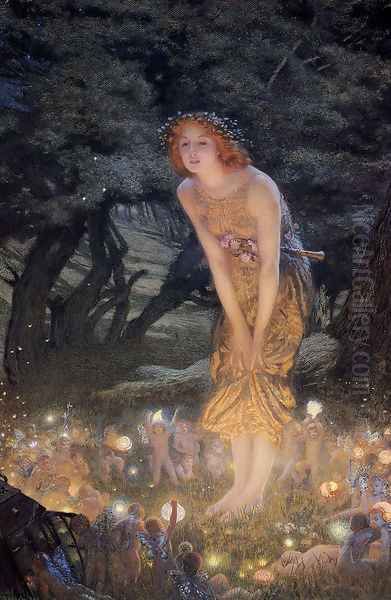 Midsummer Eve Oil Painting by Edward Robert Hughes R.W.S.