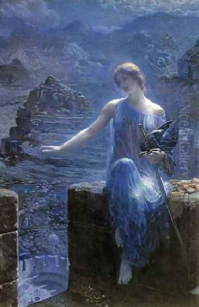 The Valkyres Vigil Oil Painting by Edward Robert Hughes R.W.S.