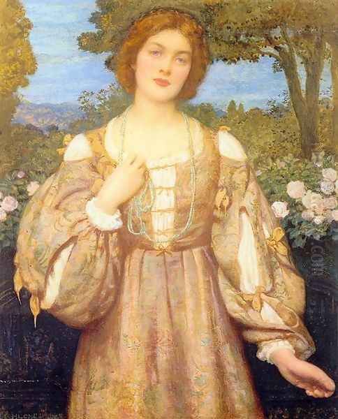 Monna Giovanna Oil Painting by Edward Robert Hughes R.W.S.