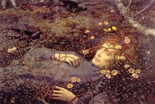 Oh Whats That In The Hollow Oil Painting by Edward Robert Hughes R.W.S.