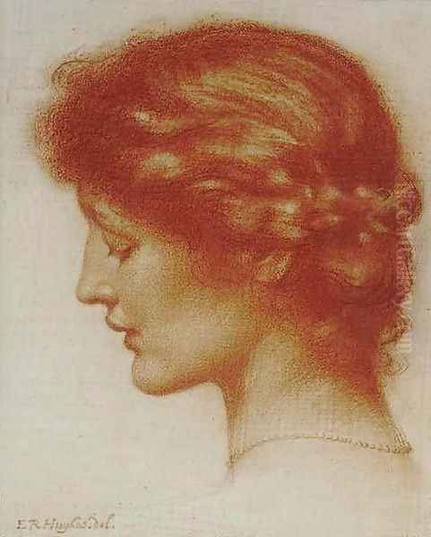 Portrait Of Rosalind Oil Painting by Edward Robert Hughes R.W.S.