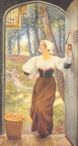 Tithe in Kind Oil Painting by Edward Robert Hughes R.W.S.