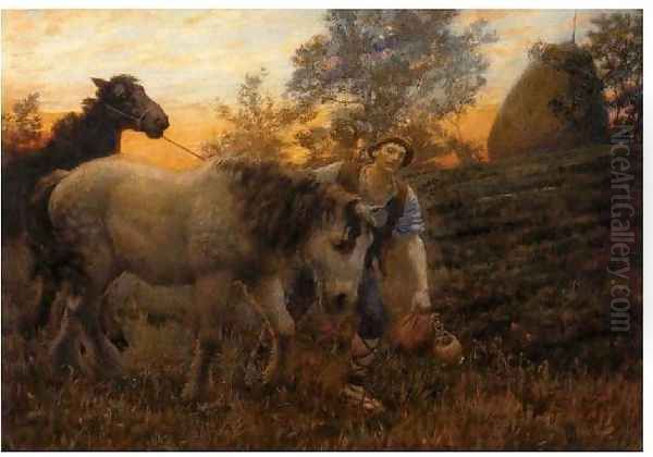 Returning Home Oil Painting by Edward Robert Hughes R.W.S.