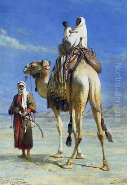 A Bedoueen Family in Wady Mousa Syrian Desert Oil Painting by Carl Haag