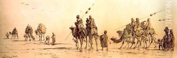 A Caravan of Bedouin Approaching a Well in the Desert Oil Painting by Carl Haag