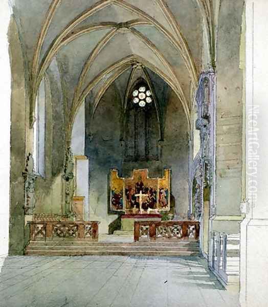 A Church Interior Oil Painting by Carl Haag