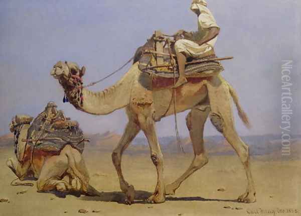 Camel Preparing to Lie Down Oil Painting by Carl Haag