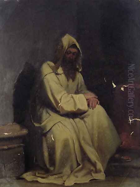 Portrait of a Monk Seated Oil Painting by Carl Haag