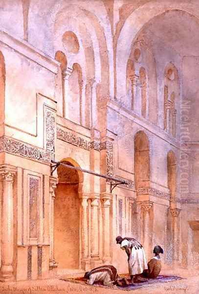 In the Mosque of Sultan Allahoon Cairo Oil Painting by Carl Haag