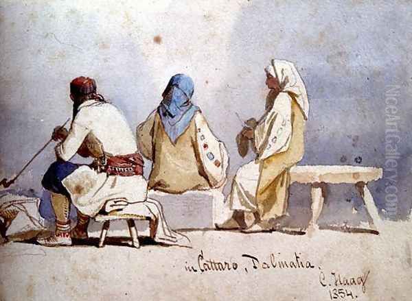 Montenegrin People at Cattaro Dalmatia Oil Painting by Carl Haag