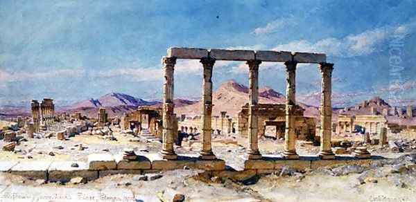 The Remains of Zenobias Palace Palmyra Oil Painting by Carl Haag