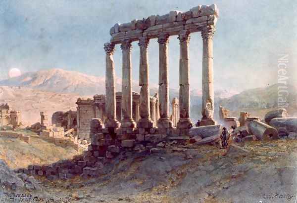 The Remains of the Temple of the Sun at Baalbek Oil Painting by Carl Haag