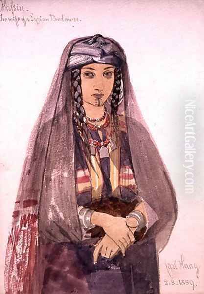 Hassin the Wife of a Syrian Bedawee Oil Painting by Carl Haag